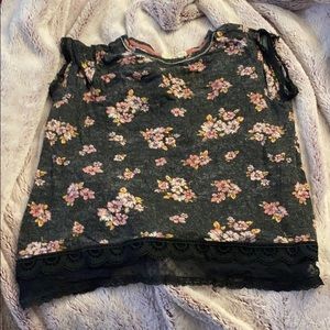 Black T-shirt with floral pattern